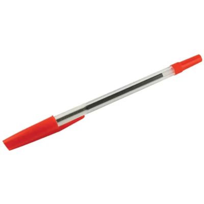 Image of Pack Of 50 Q Connect Red Stick Medium Tip Ballpoint Pens