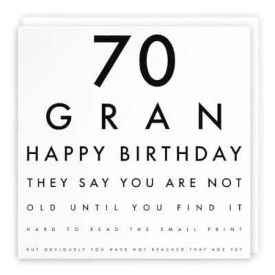 Image of Hunts England Gran 70th Funny Birthday Card 70 Happy Fun Letters Collection