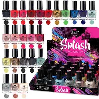 Image of Splash 24 x Nail Polish Varnish Set Different Modern Colours Quick Drying (Set B)