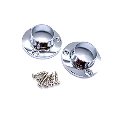 Image of Wardrobe Rail End Socket Suit 25mm Diameter Polished Chrome Pack of 2