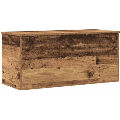 Image of vidaXL rustic storage box/solid wood chest medium weathered trunk for blankets and toys bedroom/living room/hallway organizer