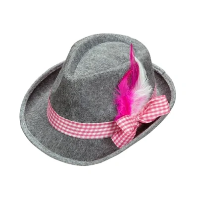 Image of Widmann Bavarian Hat with Feathers Grey Pink
