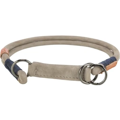 Image of TRIXIE Zug Stopp BE NORDIC Leather Dog Collar XS S Grey Comfortable for Very Small &amp; Dogs with Pull Control Robust Elegant 17100