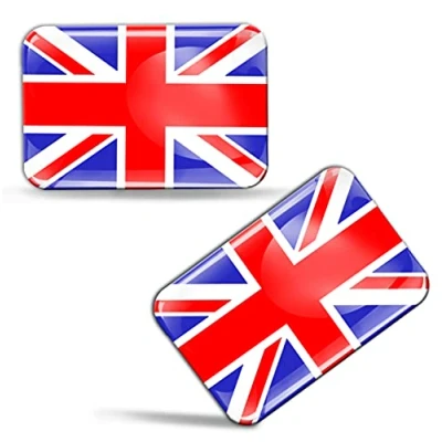 Image of 2 x 3D Domed Silicone Stickers Decals UK Union Jack National United Kingdom Great Britain Flag Car Motorcycle Helmet F 32