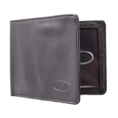 Image of Big Skinny Men&#039;s Super Leather Bi Fold Slim Wallet, Holds Up to 30 Cards, Black