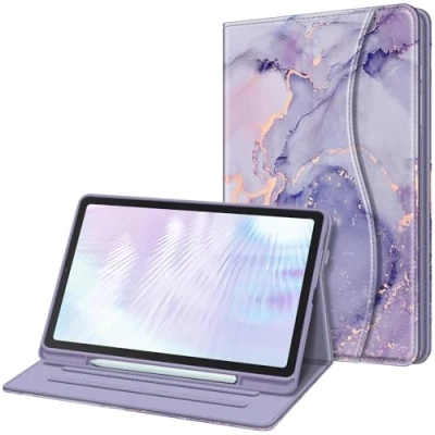 Image of FINTIE Case for Samsung Galaxy Tab S6 Lite 10.4 Inch 2024/2022/ 2020 with S Pen Holder, Multi Angle Viewing Soft TPU Back Cover Pocket Auto Wake/Sleep, Lilac Marble