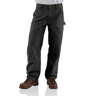 Image of Carhartt Men&#039;s double work utility pants, Black, 34W 34L UK