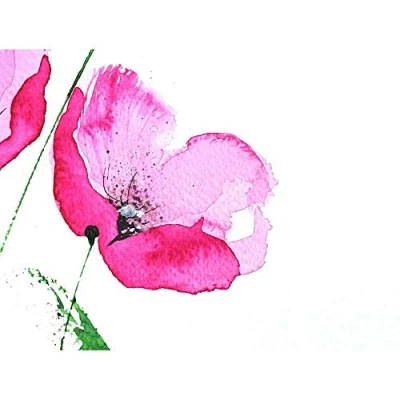 Image of Wee Blue Coo Flower Poppy Watercolour Art Print Poster Wall Decor 12X16 Inch