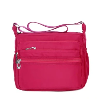 Image of NOTAG Crossbody Bag for Women, Multi Pocket Casual Messenger Waterproof Shoulder Nylon Bags, 2 Size (S, pink)