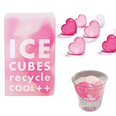 Image of 15Pcs Reusable Ice Cubes, Plastic Love Shaped Water Filled Fast Freeze Frozen Cold Cubes for Drinks, Whiskey, Wine or Beer (Pink)
