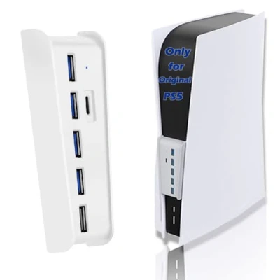 Image of 5 Port USB Hub for PS5, Megadream High Speed Expansion Charger Splitter Adapter with 4 + 1 Charging Type C Port, Compatible Playstation Dualsence Game Console