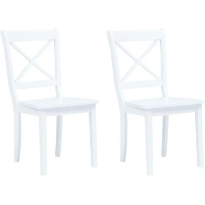 Image of vidaXL Dining Chairs 2 pcs White Solid Rubber Wood