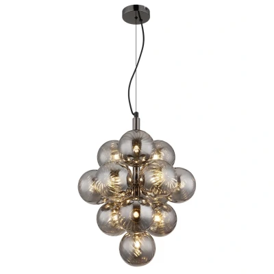 Image of Conor Globe Pendant Ceiling Light Gunmetal Balls Smoke Glass Shade 13x G9