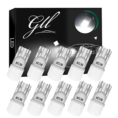 Image of GLL T10 LED Bulbs, White 501 W5W Bulbs 2835 3 SMD 90 Lumens Ceramic Body for Car Dome Lights Side License Trunk