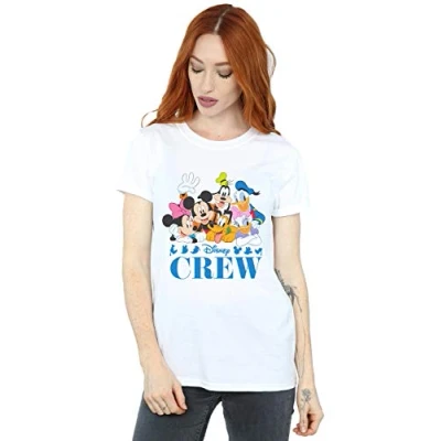 Image of Disney Women&#039;s Mickey Mouse Friends Boyfriend Fit T Shirt White X Large