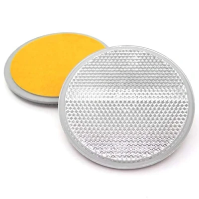 Image of 227s Self Adhesive Reflectors Stick On Round Circular Trailer Caravan Suitable for Vehicles, Cycle Carriers, Gateposts E Approved White 70mm Depth 6 mm 2 Pack