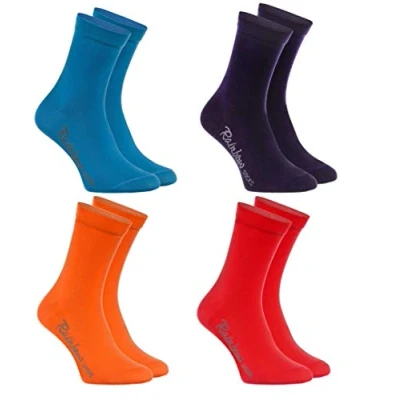 Image of Rainbow Socks Boys and Girls Cotton Ankle 4 pairs Jeans Purple Orange Red size: UK 7 11 EU 24 29