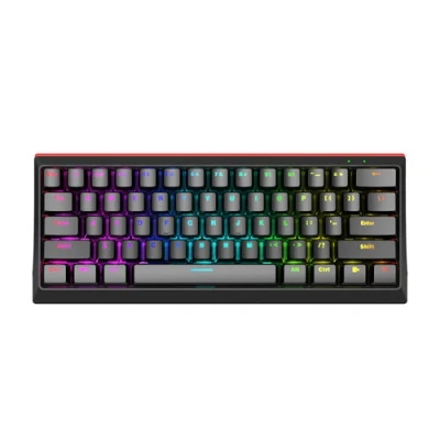 Image of MARVO KG962 Mechanical Gaming Keyboard 60 Percent Compact Format, Rainbow Backlit, Full Anti Ghosting with N Key Rollover, Red Switches, UK Layout