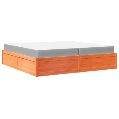 Image of vidaXL Bed with Mattress Wax Brown 200x200 cm Solid Wood Pine