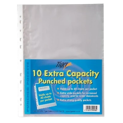 Image of 20 x A4 Extra Large Capacity Plastic Wallets Punched XL Glass Clear Pockets