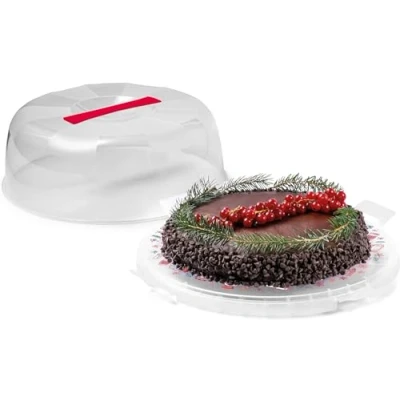 Image of Snips Cake Holder Delice Winter, Carrier, 4 Safety Locks, 28 cm diameter, Made in Italy, 0% BPA and phthalate free