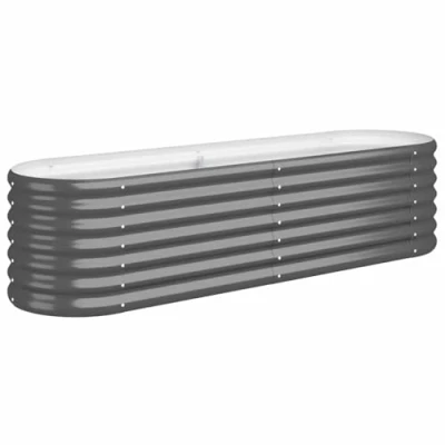 Image of vidaXL Anthracite Oval Garden Raised Bed Powder Coated Steel Planter for Outdoor Planting, Vegetables, Herbs, Flowers 152x40x36 cm, Weather Resistant