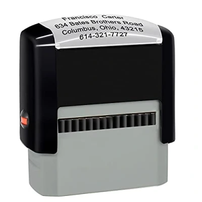 Image of Personalised Stamp (47 x 18mm 4 Lines) Custom Self Inking Rubber Stamps Return Address (Black)