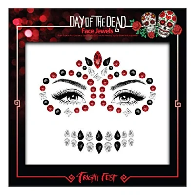 Image of Day Of the Dead face Jewels Stickers Halloween temporary tattoo Gems sugar skull Body great with fake blood liquid latex scar wax white paint, (Day Dead)
