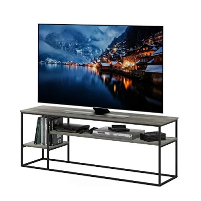 Image of Furinno Moretti Modern Lifestyle TV Stand, Unit for up to 65 Inch, French Oak Grey