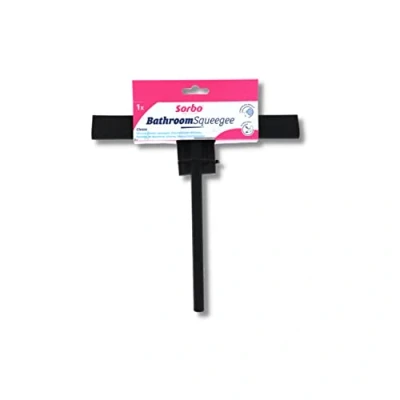 Image of Sorbo Silcone Bathroom Squeegee, Streakless Results due to Ultra Soft Silicone Squeegee Edge, Perfect for Windows, Showers, Mirrors, Comes with a hanging hook and measures 23cm wide