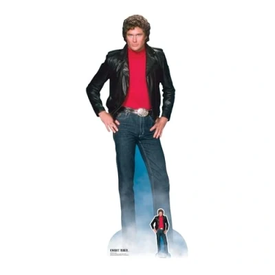 Image of Star Cutouts SC1381 Michael David Hasselhoff Knight Rider Lifesize Cardboard Cutout with Free Mini Standee Perfect for 80s parties, fans and events 190cm/6ft Tall, ONE SIZE