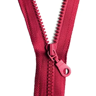 Image of 75 cm Zipper, Open Ended Separating Plastic Chunky Zip, Size No #5 Auto Lock Sliders, Moulded Teeth (Red Wine)