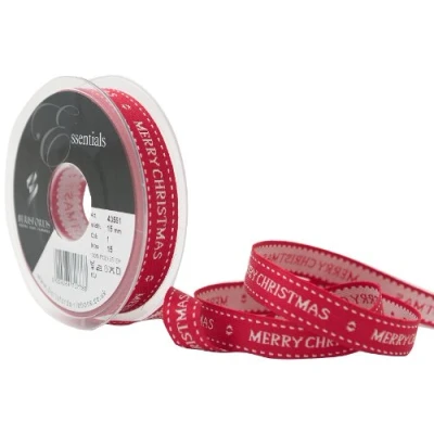 Image of Berisfords 15 mm Cottage Christmas Wishes Ribbon, Red