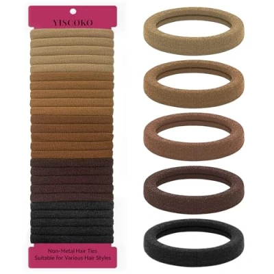 Image of YISCOKO Hair Bands,Hair Bobbles,Hair Bands for Women,Hair Ties NO Damage,Hair Elastics,Elastic Band Thick Hair,Hair Band,Ponytail Holders Bobbles Women.（50 pcs,5 colors）