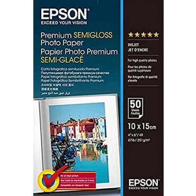 Image of Epson Premium Semigloss photo paper Semi gloss 100 x 150 mm 251 g/m2 50 Sheets