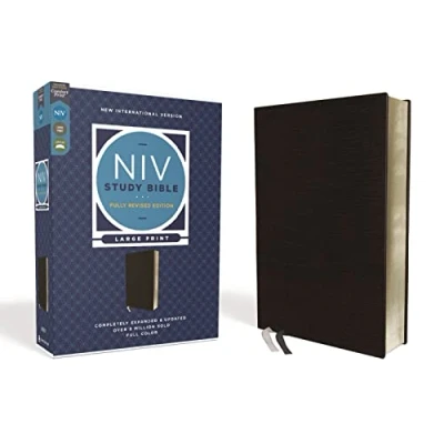 Image of NIV Study Bible, Fully Revised Edition, Large Print, Bonded Leather, Black, Red Letter, Comfort Print: New International Version, Black Print