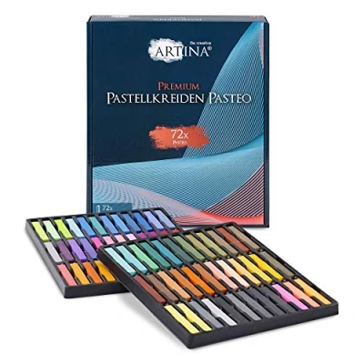 Image of Artina 72 Soft Pastels Set Pasteo Smooth &amp; Vibrant Artist Fine Pastel Chalk Sticks for Drawing Luminous Colour Art Beginners Artists