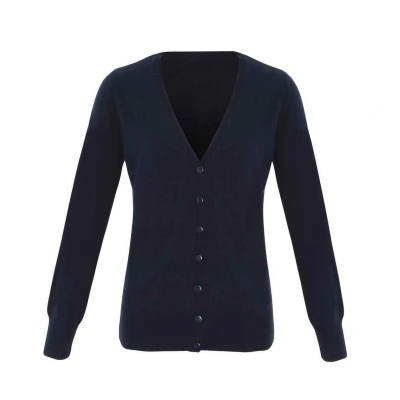 Image of Premier Womens/Ladies Essential Acrylic V Neck Cardigan (Navy) Size 18 UK