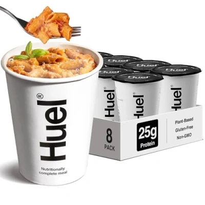 Image of Huel Hot &amp; Savoury Cups, Pasta Bolognese (8 x Pots), High Protein Vegan Ration Packs, with 26 Vitamins Minerals, Healthy Ready Meals