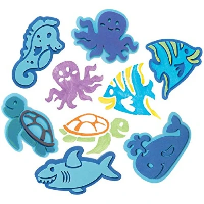 Image of Baker Ross FE242 Sealife Craft Foam Stampers Pack of 10, Stamps, Stamp Sets for Children, Ideal Kids Arts and Crafts Projects