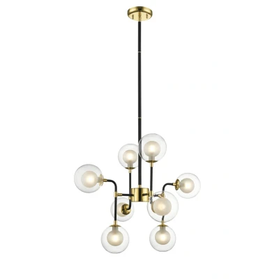Image of Remy 8 Light Pendant Ceiling Gold Black