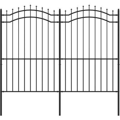 Image of vidaXL Garden Fence with Spear Top Black 222 cm Powder coated Steel
