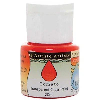Image of Artiste 20 ml Aquaglass Transparent Glass Paint, Tomato