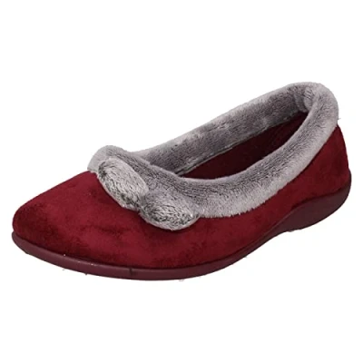 Image of Ladies Rosebank Memory Foam Slippers Lucy Burgundy Textile UK Size 6 EU 39 US 8