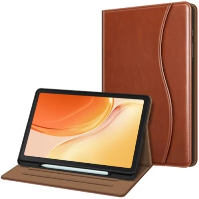 Image of FINTIE Case for Samsung Galaxy Tab S6 Lite 10.4 Inch 2022/2020 (Model SM P610/P613/P615/P619) with S Pen Holder, Multi Angle Viewing Folio Stand Cover Pocket, Wake/Sleep (Brown)