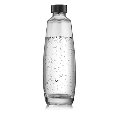 Image of Sodastream Glass Carafe for Duo Sparkling Water Maker, Clear, Dishwasher Safe Bottle, 1 L