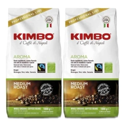 Image of Kimbo Aroma Organic Fairtrade Coffee Beans 2x1kg
