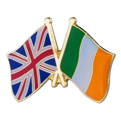 Image of United Kingdom (Union Jack) &amp; Ireland Irish Friendship National Flag Metal Enamel Pin Badge
