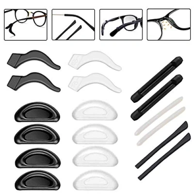 Image of Anti Slip Glasses Ear Gripper Hook Holder Nose Pad Eyeglasses Temple Tips Sleeve Retainer Silicone Extender for Spectacle Sunglasses Reading Eyewear,9pairs