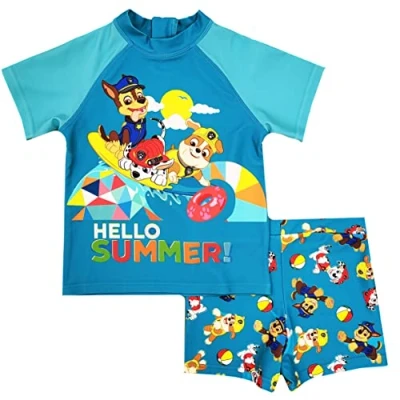 Image of Boys Paw Patrol Swimsuit T Shirt Swim Shorts Trunks 2 Piece (Paw Patrol, 5 6 Years)
